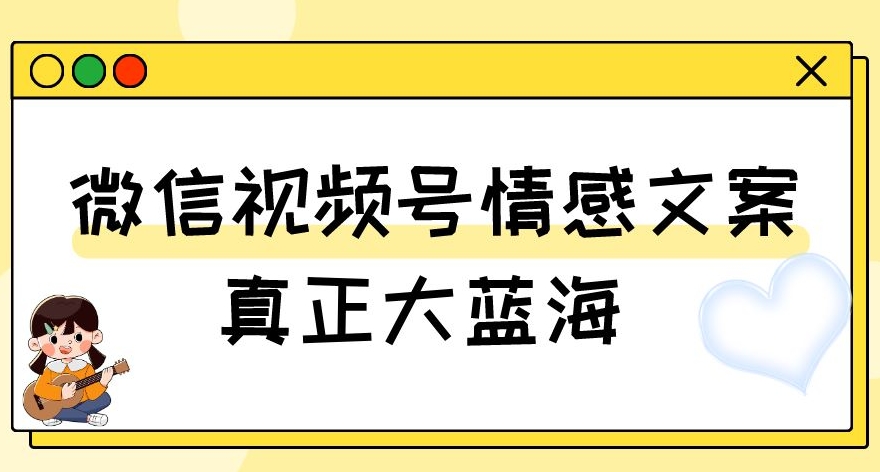 视频号情感文案，真正大蓝海，简单操作，新手小白轻松上手（教程+素材）【揭秘】-第一资源站