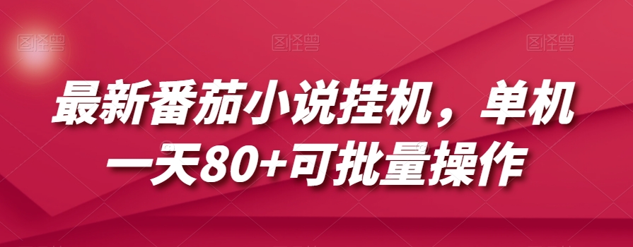 最新番茄小说挂机，单机一天80+可批量操作【揭秘】-第一资源站