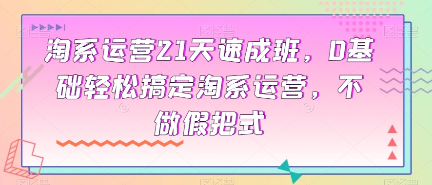 淘系运营21天速成班，0基础轻松搞定淘系运营，不做假把式-第一资源站