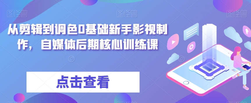 从剪辑到调色0基础新手影视制作，自媒体后期核心训练课-第一资源站