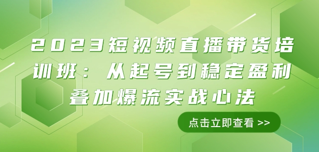 2023短视频直播带货培训班：从起号到稳定盈利叠加爆流实战心法（11节课）-第一资源站