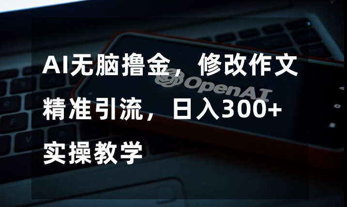 AI无脑撸金，修改作文精准引流，日入300+，实操教学【揭秘】-第一资源站