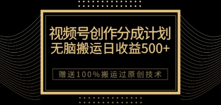 视频号分成计划与私域双重变现，纯搬运无技术，日入3~5位数【揭秘】-第一资源站