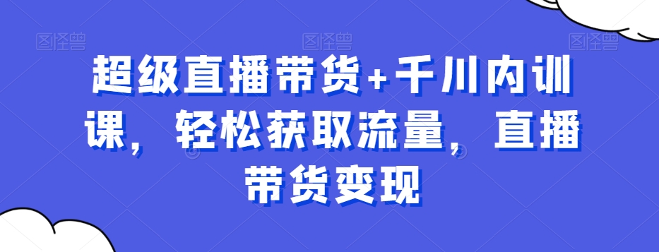 超级直播带货+千川内训课，轻松获取流量，直播带货变现-第一资源站