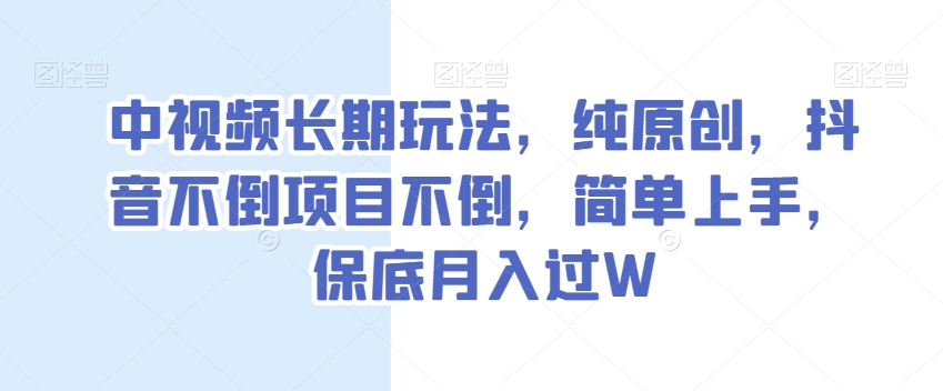 中视频长期玩法，纯原创，抖音不倒项目不倒，简单上手，保底月入过W【揭秘】-第一资源站