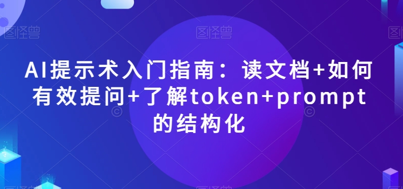 AI提示术入门指南：读文档+如何有效提问+了解token+prompt的结构化【揭秘】-第一资源站