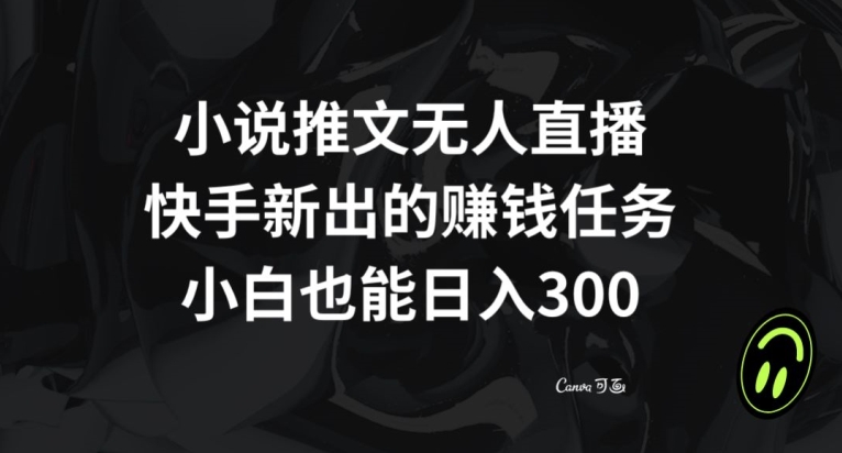 小说推文无人直播，快手新出的赚钱任务，小白也能日入300+【揭秘】-第一资源站