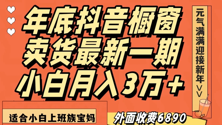 外面收费6890元年底抖音橱窗卖货最新一期，小白月入3万，适合小白上班族宝妈【揭秘】-第一资源站