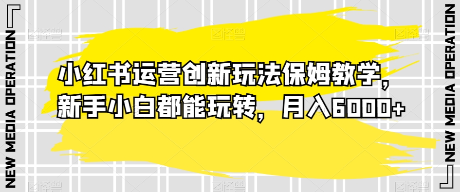 小红书运营创新玩法保姆教学，新手小白都能玩转，月入6000+【揭秘】-第一资源站