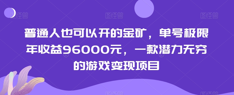 普通人也可以开的金矿，单号极限年收益96000元，一款潜力无穷的游戏变现项目【揭秘】-第一资源站