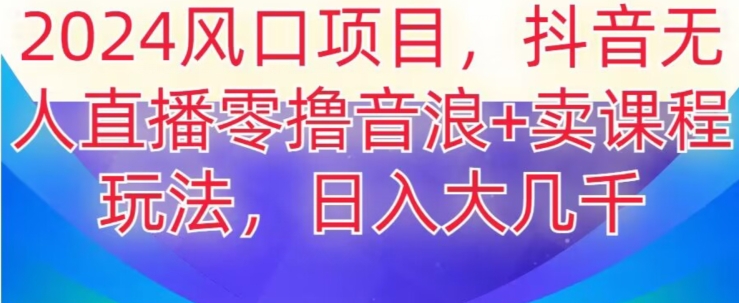 2024风口项目，抖音无人主播撸音浪+卖课程玩法，日入大几千【揭秘】-第一资源站