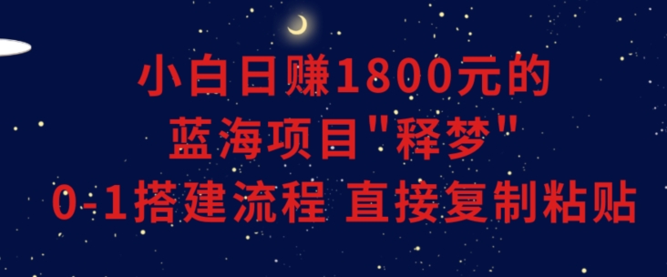 小白能日赚1800元的蓝海项目”释梦”0-1搭建流程可直接复制粘贴长期做【揭秘】-第一资源站