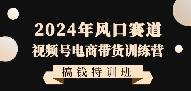 2024年风口赛道视频号电商带货训练营搞钱特训班，带领大家快速入局自媒体电商带货-第一资源站