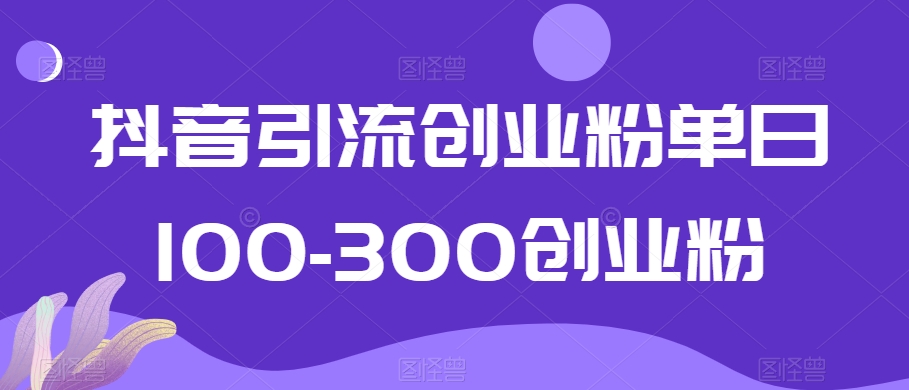 抖音引流创业粉单日100-300创业粉【揭秘】-第一资源站