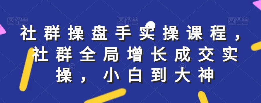 社群实操课程，社群全局增长成交实操，小白到大神-第一资源站