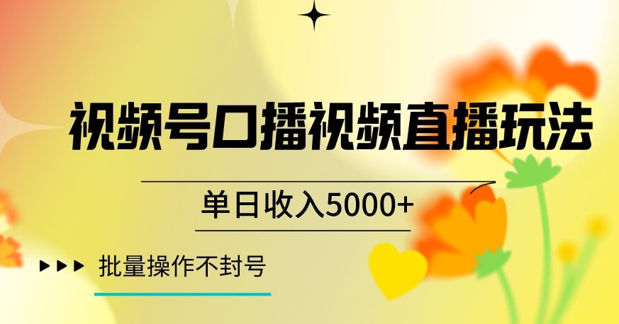 视频号囗播视频直播玩法，单日收入5000+，批量操作不封号【揭秘】-第一资源站