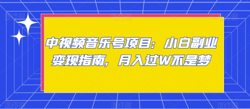 中视频音乐号项目：小白副业变现指南，月入过W不是梦【揭秘】-第一资源站