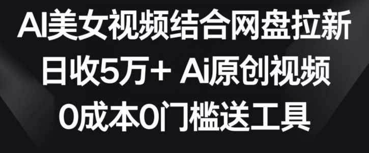 AI美女视频结合网盘拉新，日收5万+两分钟一条Ai原创视频，0成本0门槛送工具【揭秘】-第一资源站