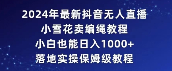 2024年抖音最新无人直播小雪花卖编绳项目，小白也能日入1000+落地实操保姆级教程【揭秘】-第一资源站