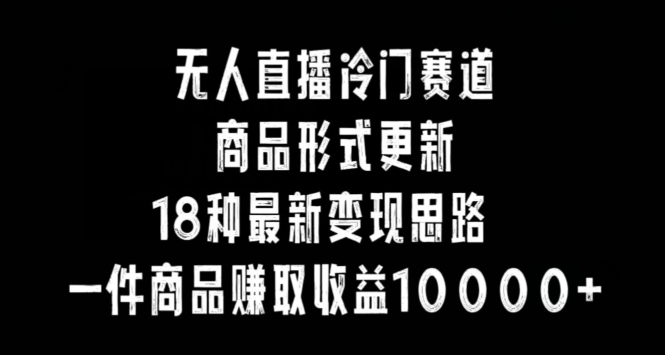 无人直播冷门赛道，商品形式更新，18种变现思路，一件商品赚取收益10000+【揭秘】-第一资源站