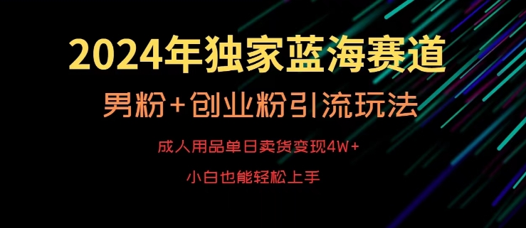 2024年独家蓝海赛道，成人用品单日卖货变现4W+，男粉+创业粉引流玩法，不愁搞不到流量【揭秘】-第一资源站