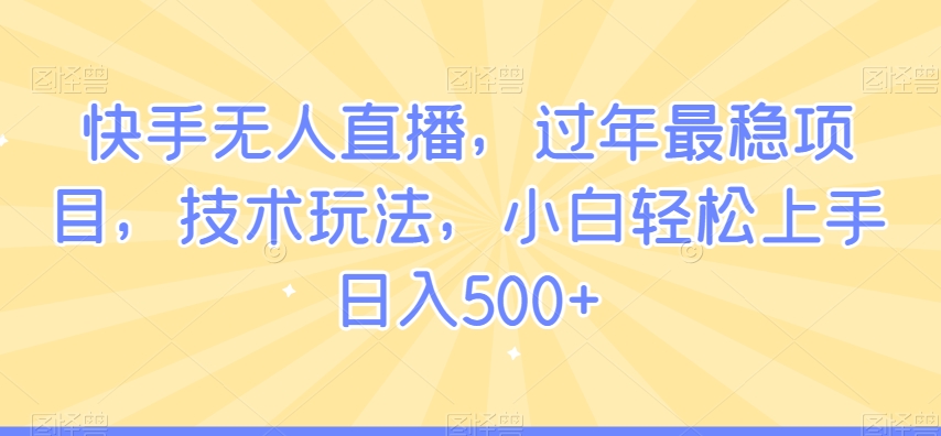 快手无人直播，过年最稳项目，技术玩法，小白轻松上手日入500+【揭秘】-第一资源站