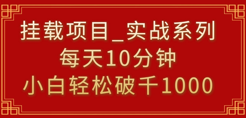 挂载项目，小白轻松破1000，每天10分钟，实战系列保姆级教程【揭秘】-第一资源站