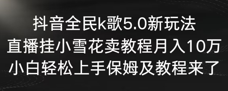 抖音全民k歌5.0新玩法，直播挂小雪花卖教程月入10万，小白轻松上手，保姆及教程来了【揭秘】-第一资源站