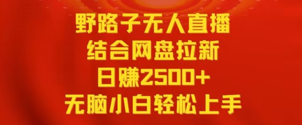 野路子无人直播结合网盘拉新，日赚2500+，小白无脑轻松上手【揭秘】-第一资源站