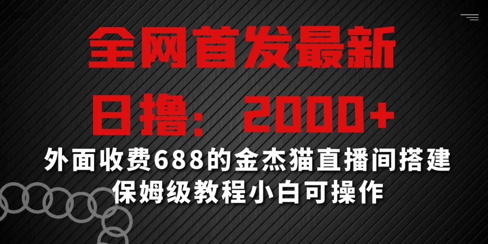 全网首发最新，日撸2000+，外面收费688的金杰猫直播间搭建，保姆级教程小白可操作【揭秘】-第一资源站