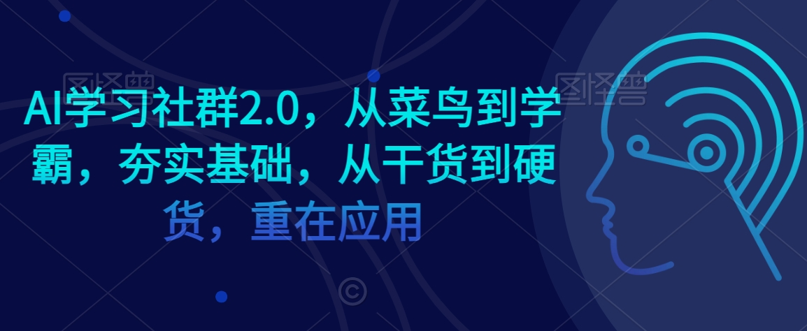 AI学习社群2.0，从菜鸟到学霸，夯实基础，从干货到硬货，重在应用-第一资源站