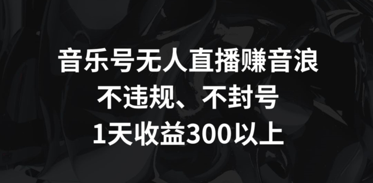 音乐号无人直播赚音浪，不违规、不封号，1天收益300+【揭秘】-第一资源站