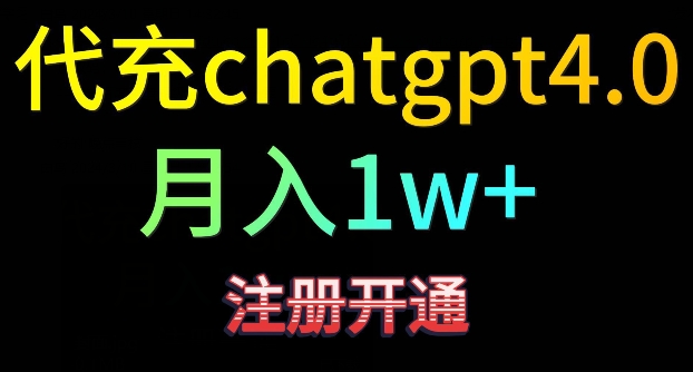 代充chatgpt4，日入500+，精准引流，暴力变现【揭秘】-第一资源站