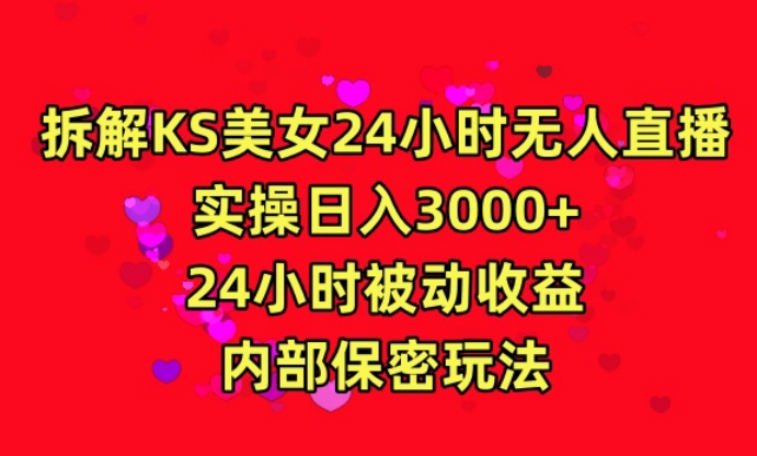 利用快手24小时无人美女直播，实操日入3000，24小时被动收益，内部保密玩法【揭秘】-第一资源站