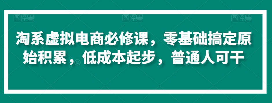 淘系虚拟电商必修课，零基础搞定原始积累，低成本起步，普通人可干-第一资源站