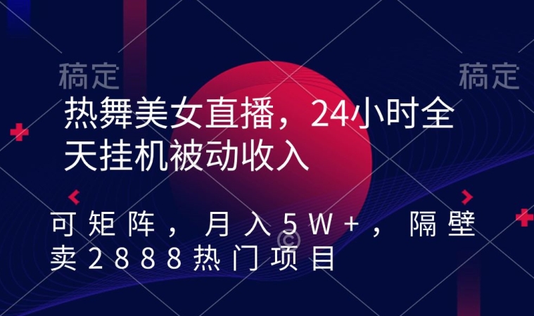 热舞美女直播，24小时全天挂机被动收入，可矩阵，月入5W+，隔壁卖2888热门项目【揭秘】-第一资源站