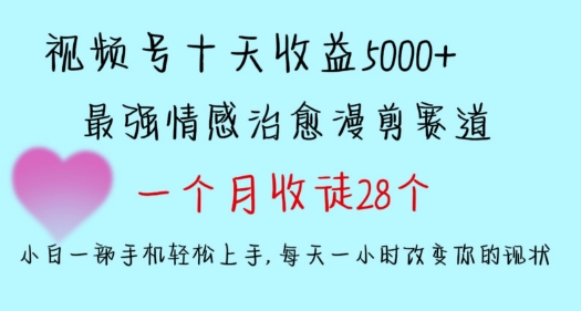 十天收益5000+，多平台捞金，视频号情感治愈漫剪，一个月收徒28个，小白一部手机轻松上手【揭秘】-第一资源站