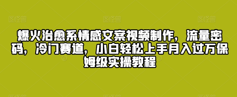 爆火治愈系情感文案视频制作，流量密码，冷门赛道，小白轻松上手月入过万保姆级实操教程【揭秘】-第一资源站