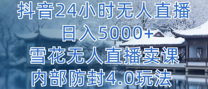 抖音24小时无人直播 日入5000+，雪花无人直播卖课，内部防封4.0玩法【揭秘】-第一资源站