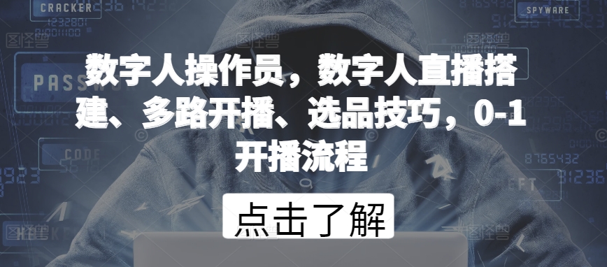 数字人操作员，数字人直播搭建、多路开播、选品技巧，0-1开播流程-第一资源站