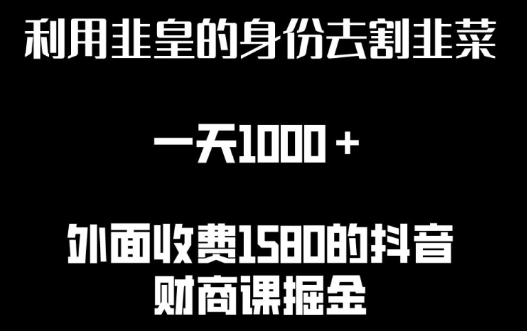 利用非皇的身份去割韭菜，一天1000+(附详细资源)【揭秘】-第一资源站