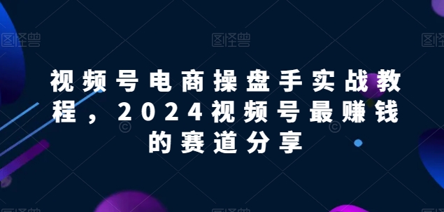 视频号电商实战教程，2024视频号最赚钱的赛道分享-第一资源站