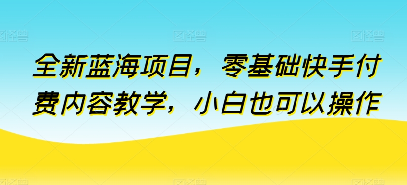 全新蓝海项目，零基础快手付费内容教学，小白也可以操作【揭秘】-第一资源站