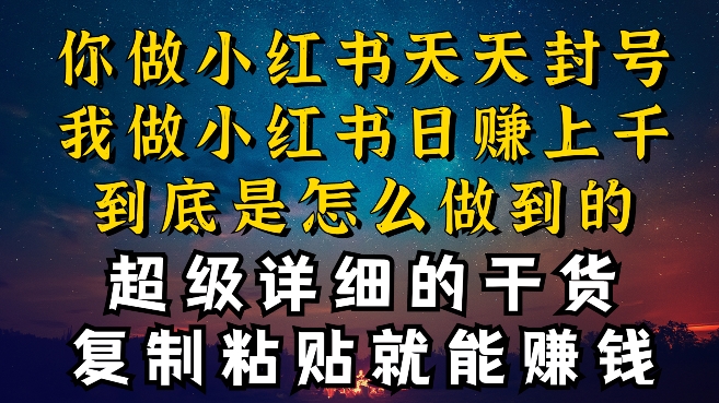 都知道小红书能引流私域变现，可为什么我能一天引流几十人变现上千，但你却频频封号违规被限流【揭秘】-第一资源站