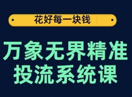 万象无界精准投流系统课，从关键词到推荐，从万象台到达摩盘，从底层原理到实操步骤-第一资源站