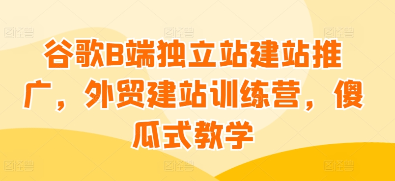 谷歌B端独立站建站推广，外贸建站训练营，傻瓜式教学-第一资源站