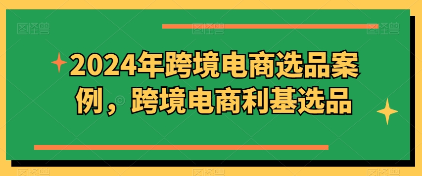 2024年跨境电商选品案例，跨境电商利基选品-第一资源站