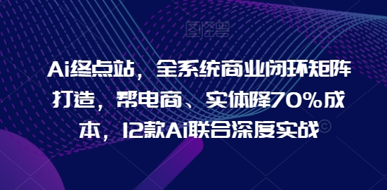 Ai终点站，全系统商业闭环矩阵打造，帮电商、实体降70%成本，12款Ai联合深度实战-第一资源站