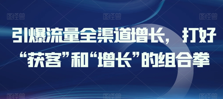 引爆流量全渠道增长，打好“获客”和“增长”的组合拳-第一资源站