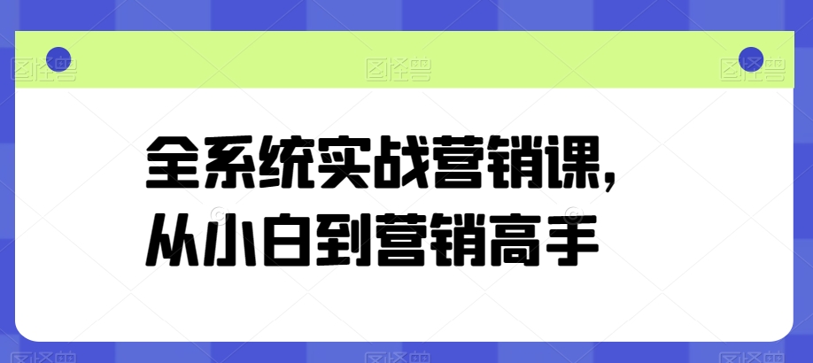 全系统实战营销课，从小白到营销高手-第一资源站